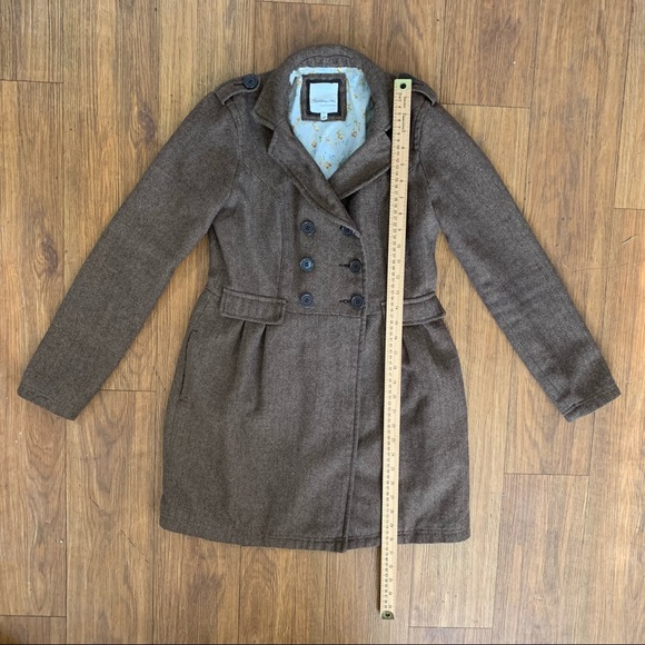 HERITAGE 1981 Tweed Coat Jacket Double Breasted Brown Size S. - Picture 12 of 14